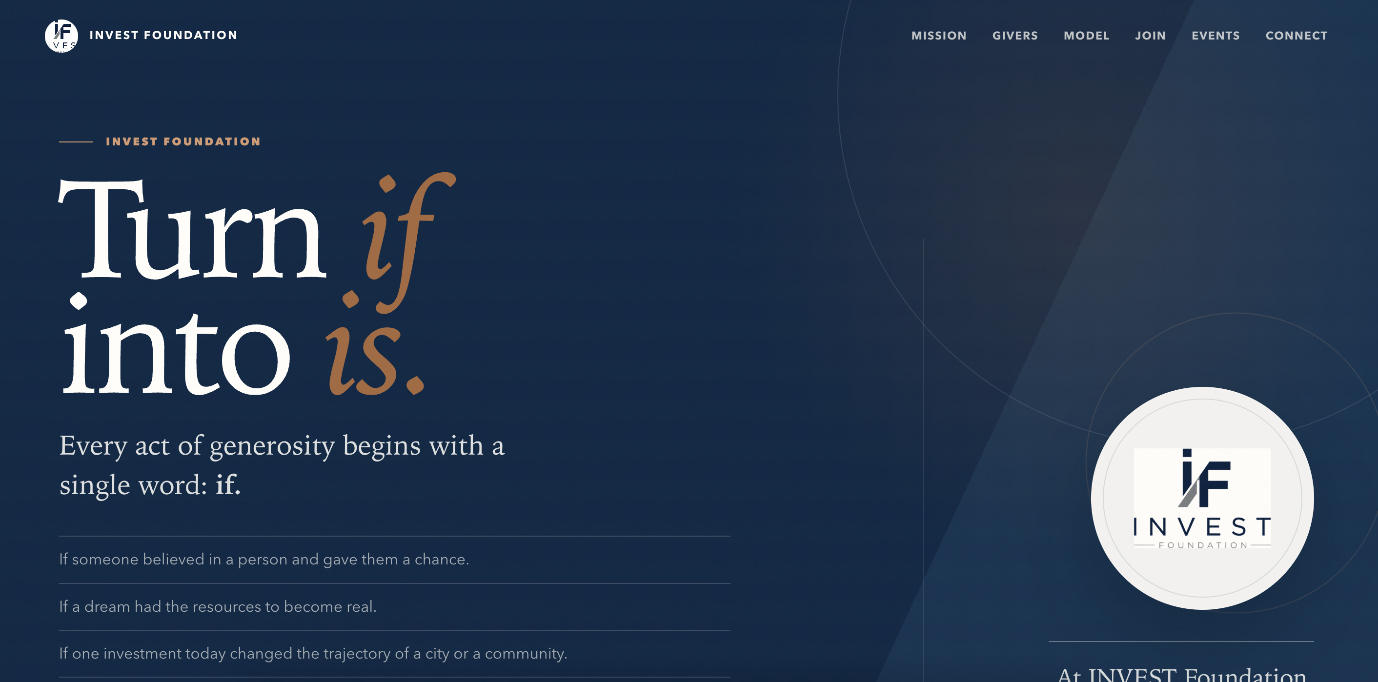 Invest Foundation website homepage