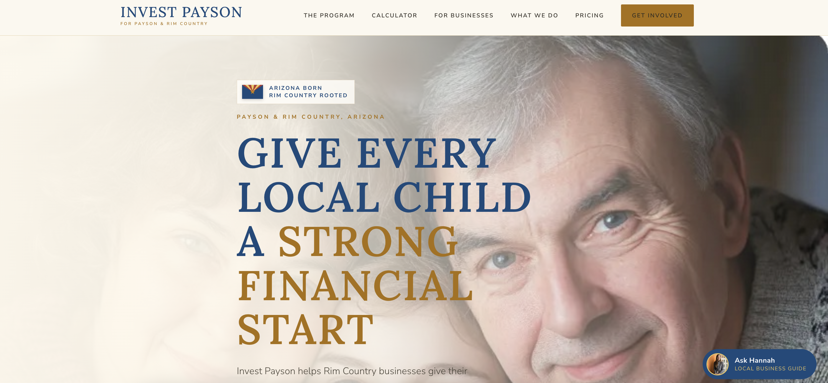 Invest Payson website homepage